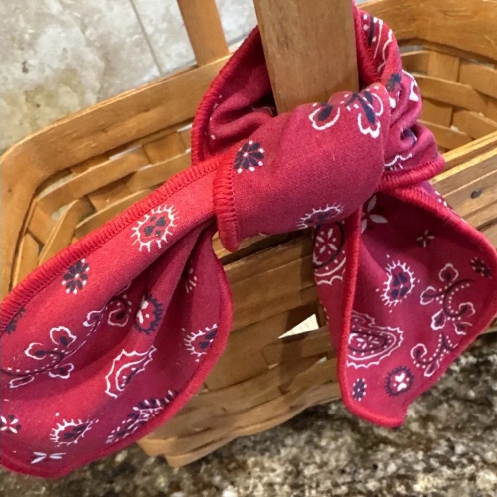 Longaberger Handwoven Basket with Red Bandanna